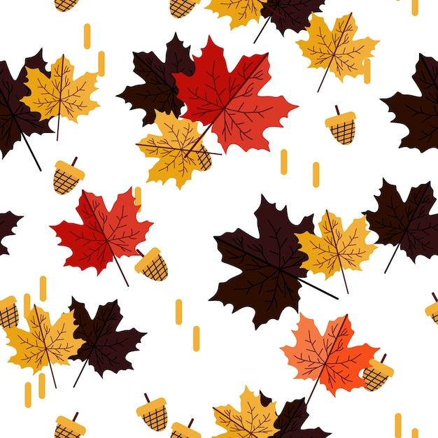 Vintage seamless maple leaves pattern