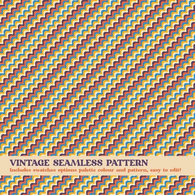 vintage seamless pattern design with swatches options color palette and pattern