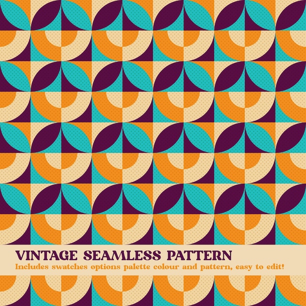 vintage seamless pattern design with swatches options color palette and pattern