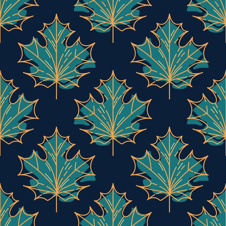 Vector vintage seamless pattern featuring delicate maple green leaves the intricate design evokes a sense