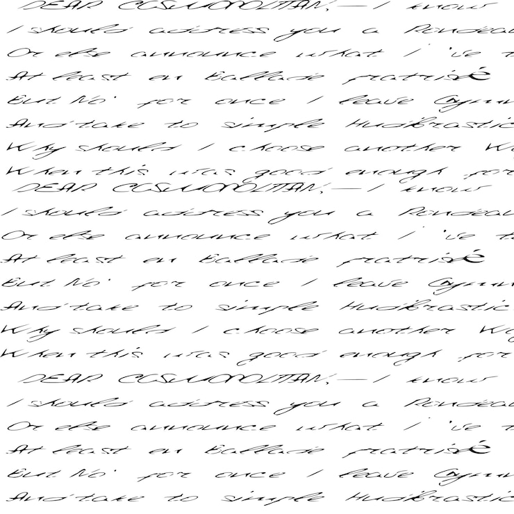 Vector vintage seamless pattern of poems poetry or handwritten couplets written in ink