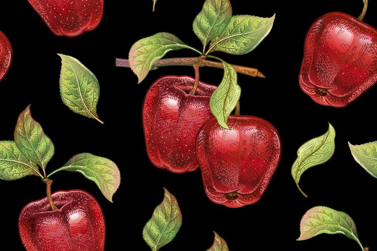 Vector vintage seamless pattern with apples
