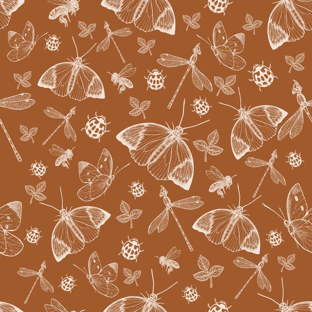 Vintage seamless pattern with butterflies Classic luxury seamless pattern vintage wallpaper