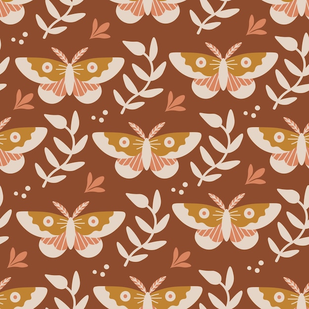 Vintage seamless pattern with butterflies