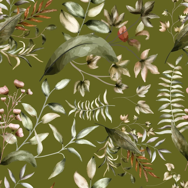 벡터 수채화 잎 빈티지 원활한 패턴
