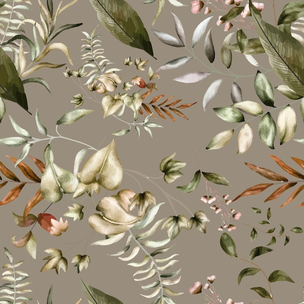 수채화 잎 빈티지 원활한 패턴