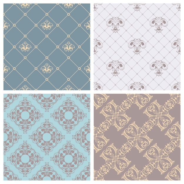 Vintage seamless patterns set