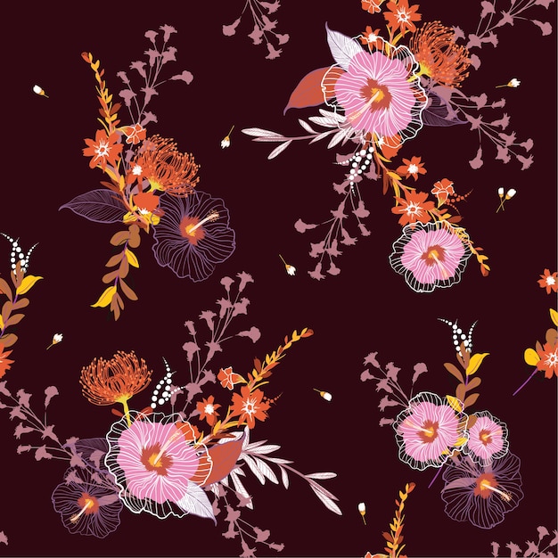 Vintage seamless vector floral pattern