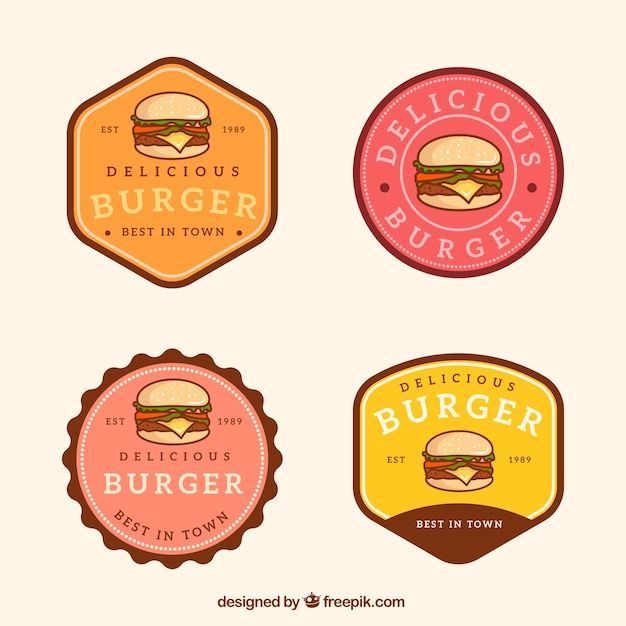 Vintage selection of burger logos