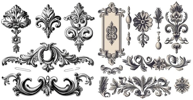 Vector vintage set of decorative elements