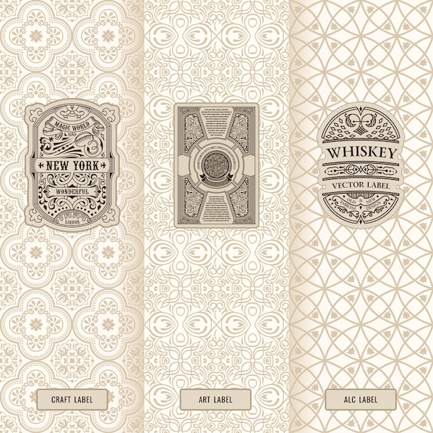 Vintage set designlabels logo's en luxe verpakkingsframes