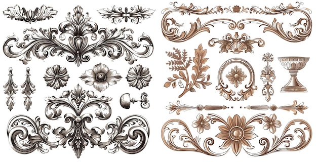 Vintage set of elements frames vector