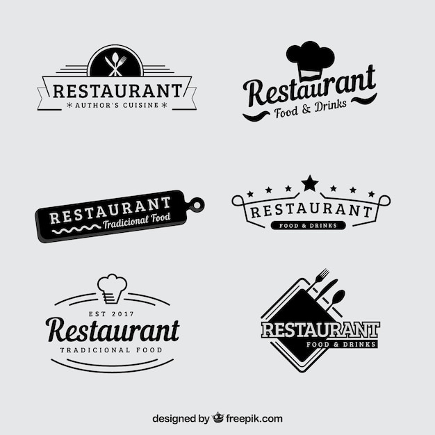 Vector vintage set of retro restaurant logos