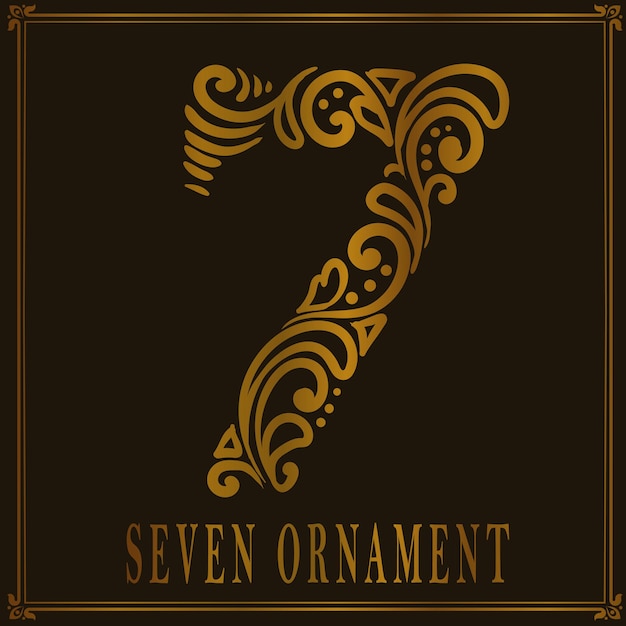 Vector vintage seven number ornament style