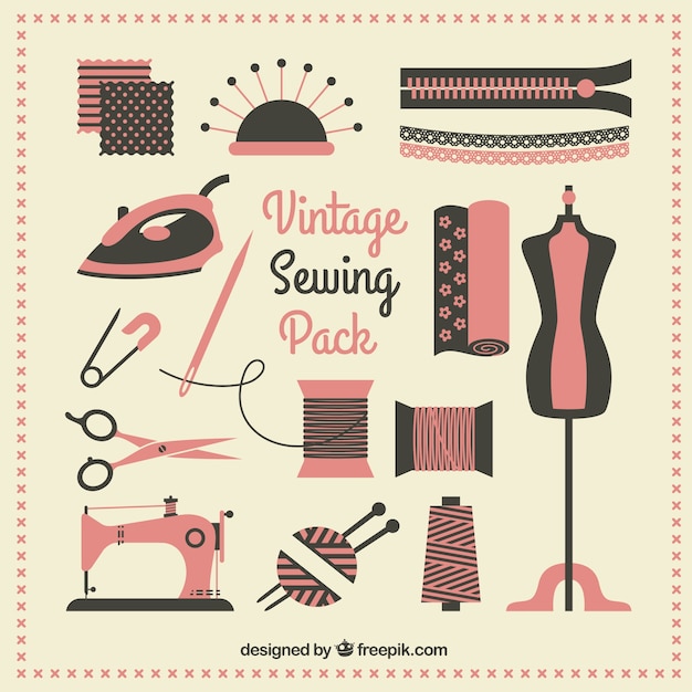 Vector vintage sewing pack