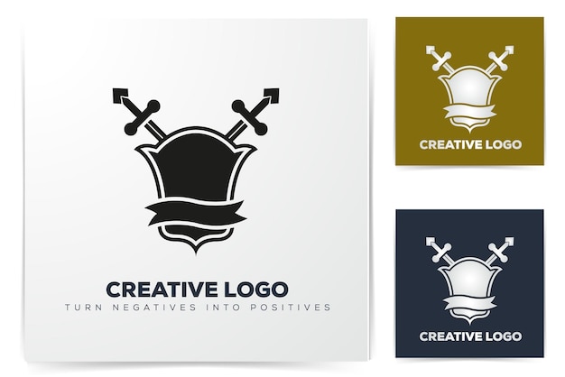 Vintage shield logo designs premium vector