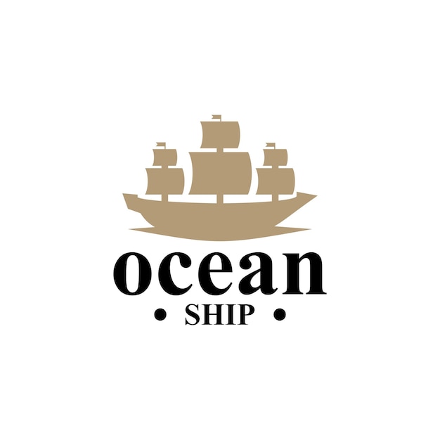 Логотип старинного корабля. силуэт векторного дизайна корабля. традиционный парусник