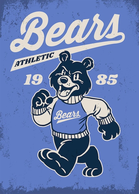 Vector vintage shirt design bear school mascot