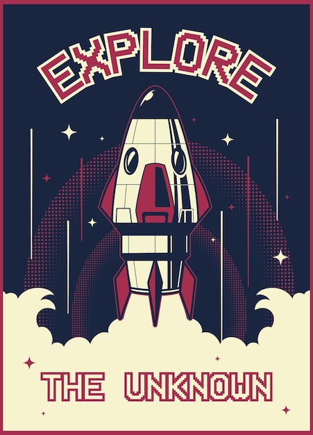 宇宙ロケットのビンテージ シャツ デザイン