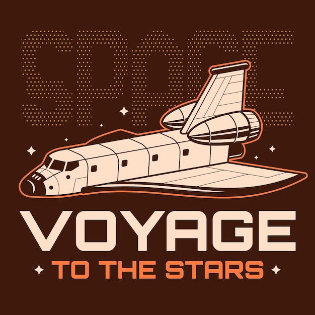 Design della camicia vintage della nave space shuttle