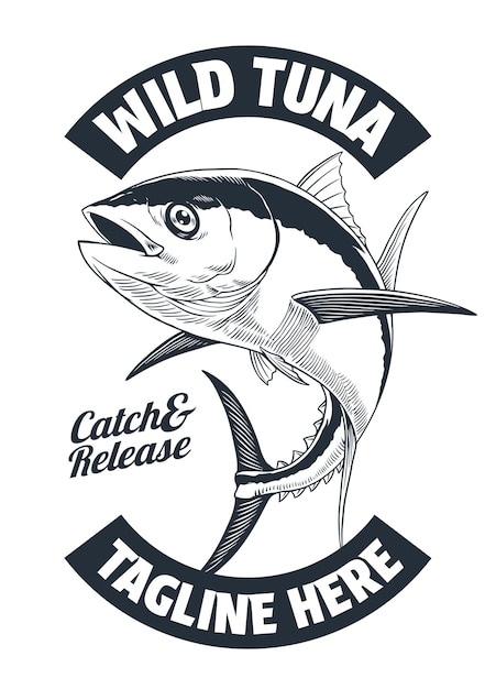 Vector vintage shirt design of tuna fishing