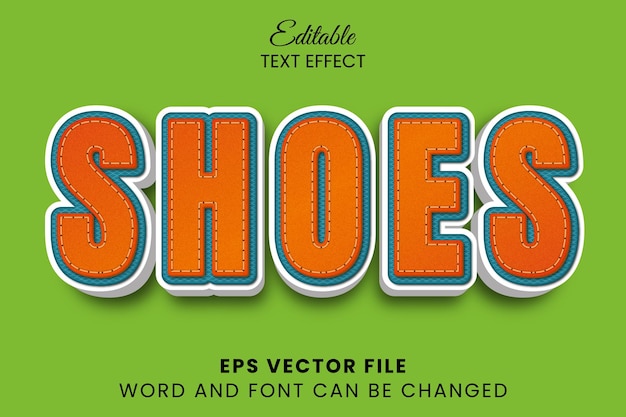Vintage shoes 3d editable vector text effect