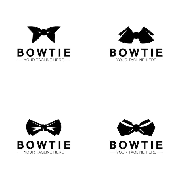 Vintage silhouette bow tie logo vector illustration design butterfly tie logo and symbol