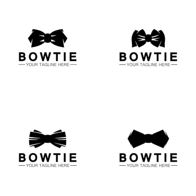 Vintage silhouette bow tie logo vector illustration design butterfly tie logo and symbol