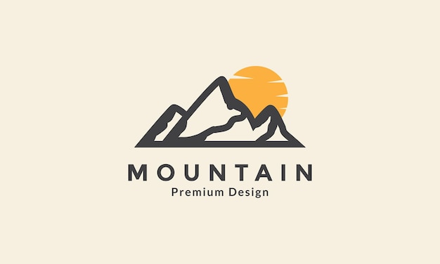 Vector vintage simple mountain with sunset  logo symbol icon vector graphic design illustration