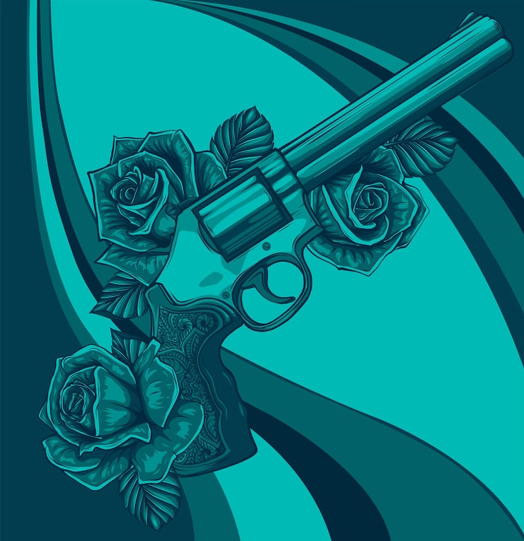 वेक्टर vintage six shooter revolver concept isolated vector illustration