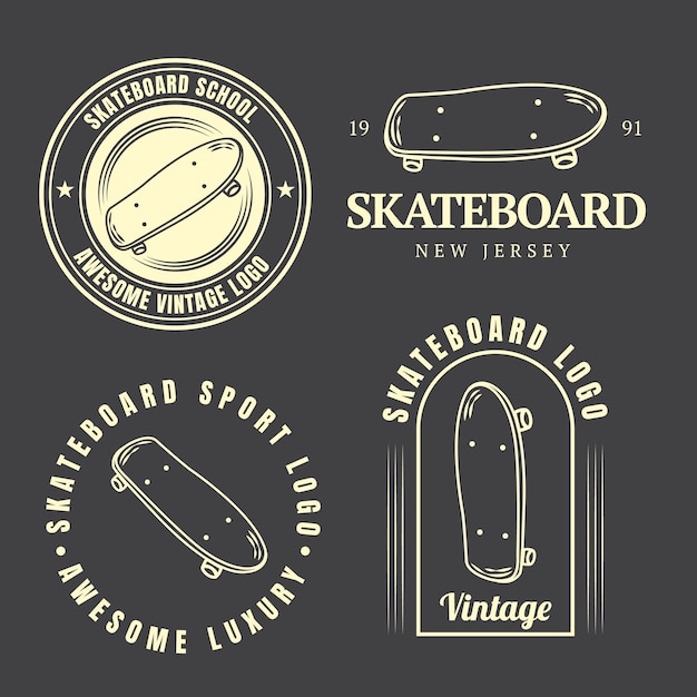 Vintage skateboard classic set logo