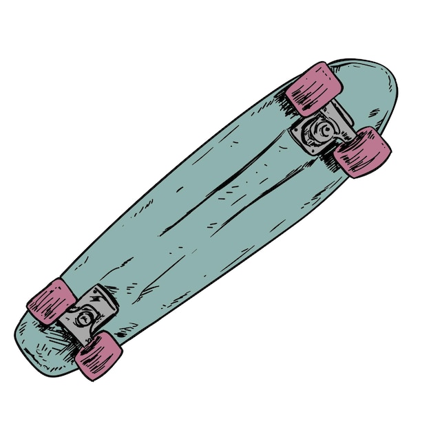 Vettore illustrazione di skateboard vintage