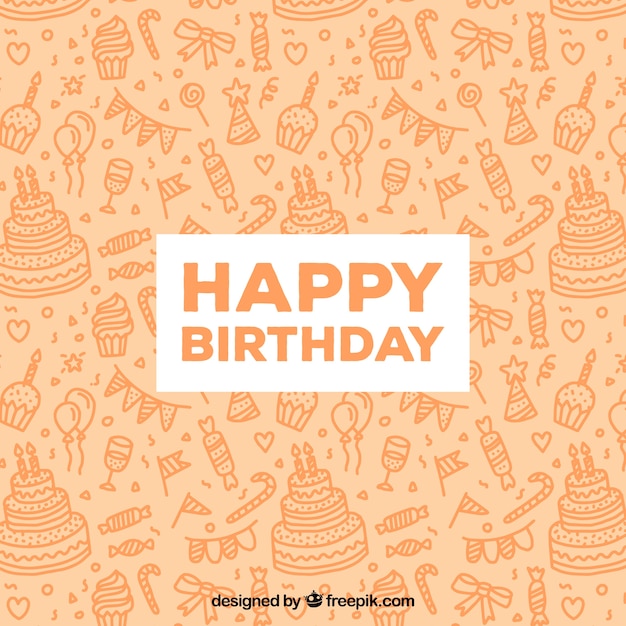 Vector vintage sketches birthday background