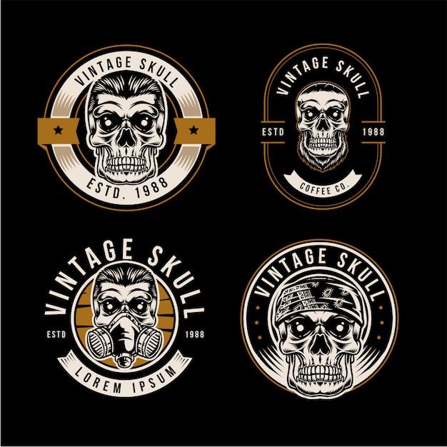 A vintage skull badge logo