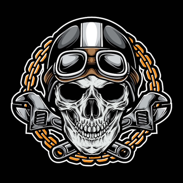 Vector vintage skull biker
