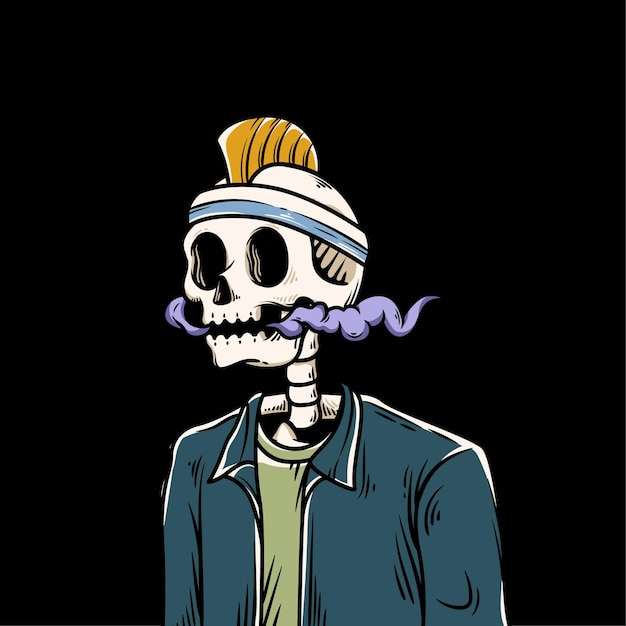 Vector vintage skull character 19