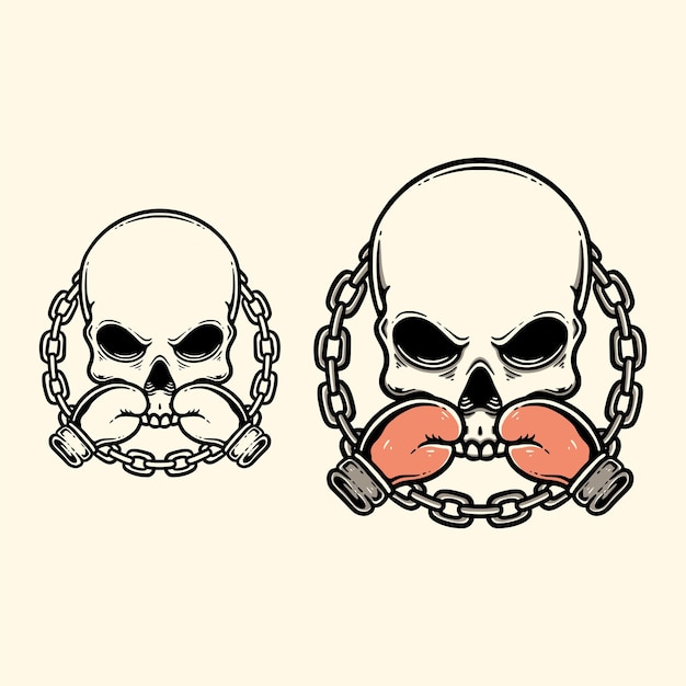 Vintage Skull Fighter Illustration