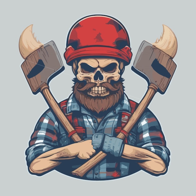 Vector vintage skull lumberjack vector on a white background