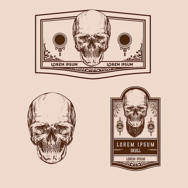 Vintage skull premium vector set