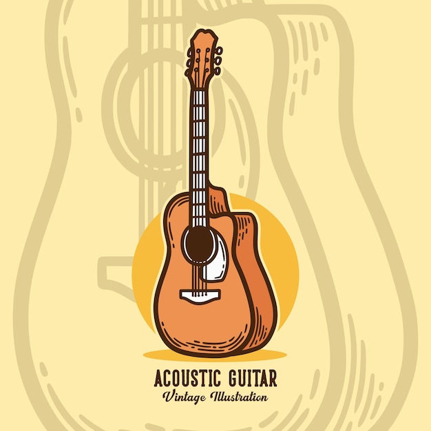 Vintage slogan typography acoustic guitar