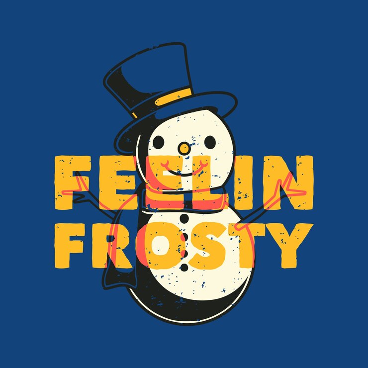 Вектор винтажная типография с слоганом feelin frosty для дизайна футболки