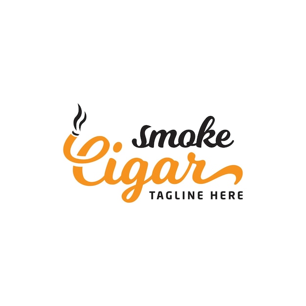 Vintage smoke cigar logo design template