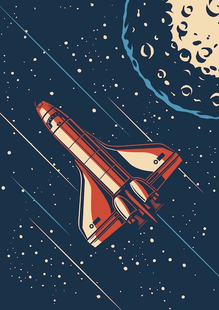 Vector vintage space discovery poster