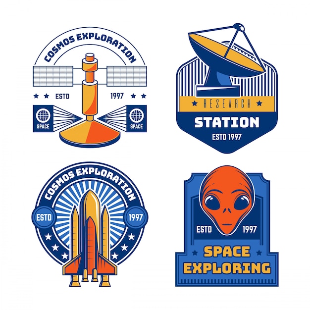 Vector vintage space emblem collections