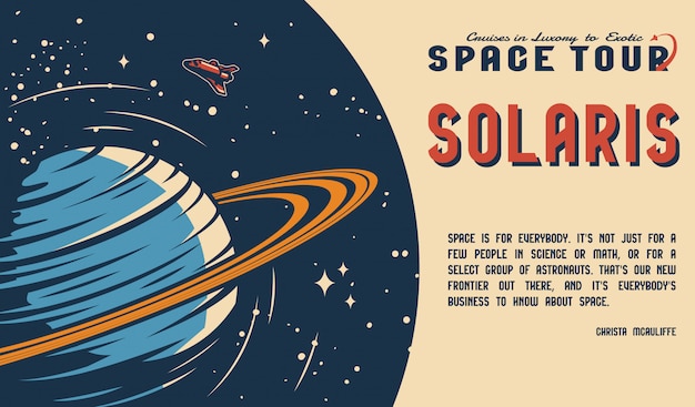 Vector vintage space travel horizontal poster