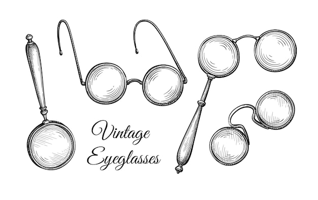 Vector vintage spectacles hand drawn ink sketch