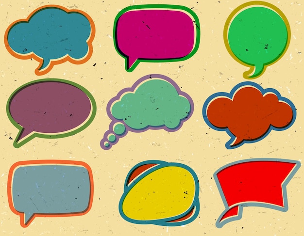 Vintage speech bubbles on the cardboard