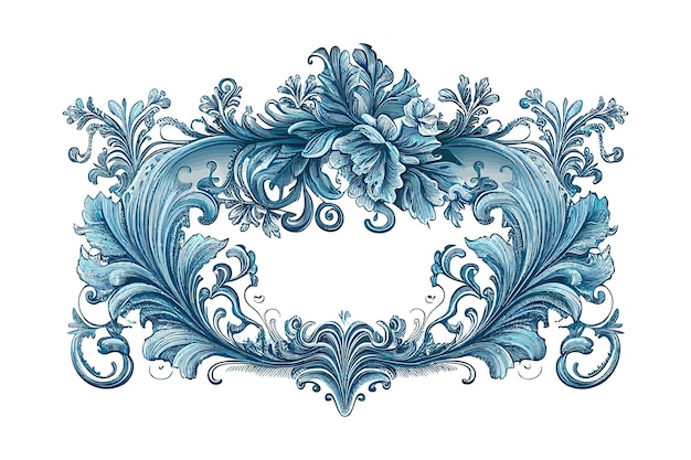 Vintage spring flower summer blue scroll Baroque Vector illustration desing