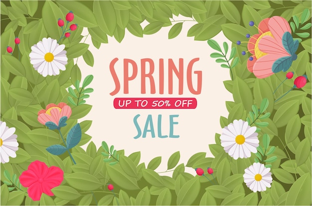 Vintage spring sale banner design template