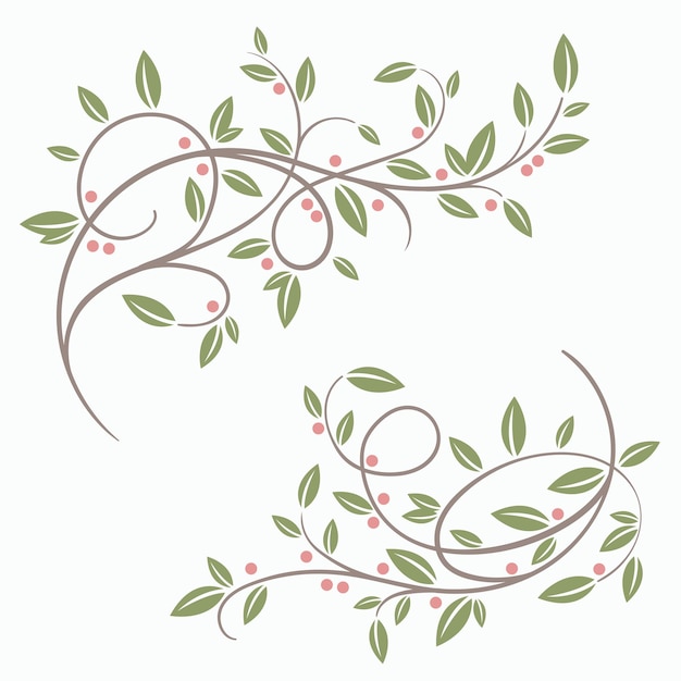 Винтажная ветка весеннего дерева с листьями Ретро рождественское украшение открытка меню свадебное приглашение